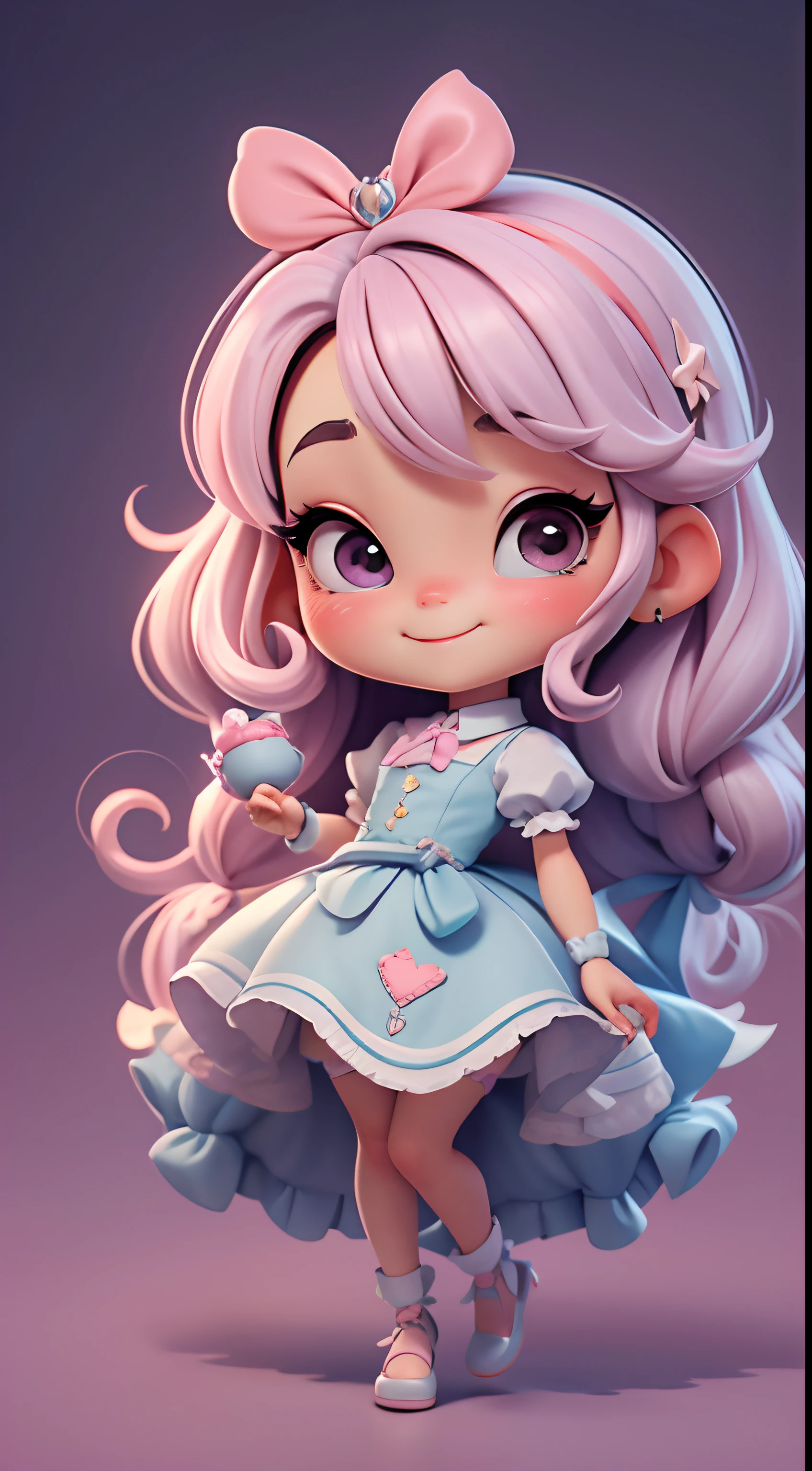 Create an 8K version of the Alice character.
《chibi》alice doll: it should look charming and beautiful, Retaining the iconic elements of the original character. 《chibi愛麗絲》Must have a round face, Bright Eyes, long eyelashes and rosy cheeks. Your hair should be short, bright, light or light brown.
Very beautiful dress: 为chibi爱丽丝穿上美丽优雅的粉色或淡紫色连衣裙 . This dress may have ruffles, income & detail, Refer to the theme of Wonderland. Add loops or ribbons, Add a touch of sophistication.
apron & bow: Adicione um apron branco sobre o vestido de Alice Chibi, Tie with a thin bow around the waist. O apron pode ter pequenos detail, such as pockets or fine embroidery.
cute socks and shoes: Complete o look chibi de Alice com meias listradas azuis e brancas ou detail divertidos. stand, Put on cute baby shoeas a tie or buckle.
Magic accessories: 为爱丽丝的chibi添加迷人的配饰, 就像头发上的蝴蝶结或带有仙境detail的头饰. You also get beautiful themed accessories.
Be sure to add shadows, texturas e detail nos cabelos, 爱丽丝chibi的衣服和配饰, Make it more charming and charming. Give him a smiling face,Put a sweet smile on his face, Capture the character's essence in a subtle and captivating way.