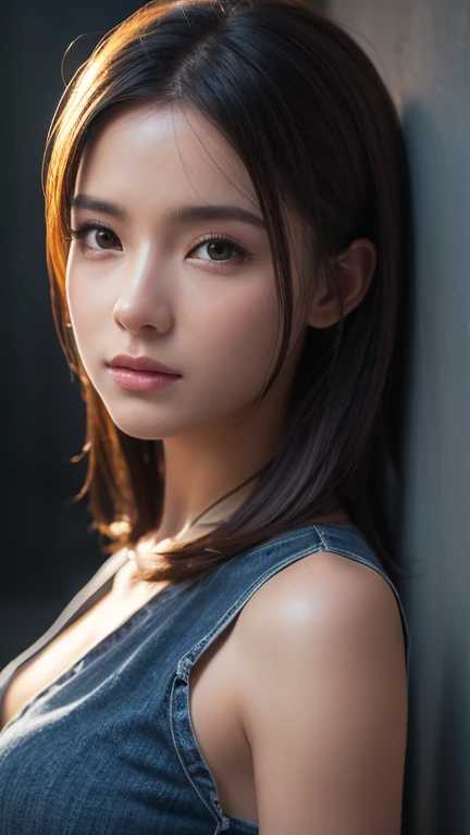 1 girl, Tokyo Street,night, Streetscape,City lights,Upper Body,close,smile,, (8k, RAW Photos, highest quality, masterpiece:1.2),(Realistic, photo-Realistic:1.37),(head shot:1.5)