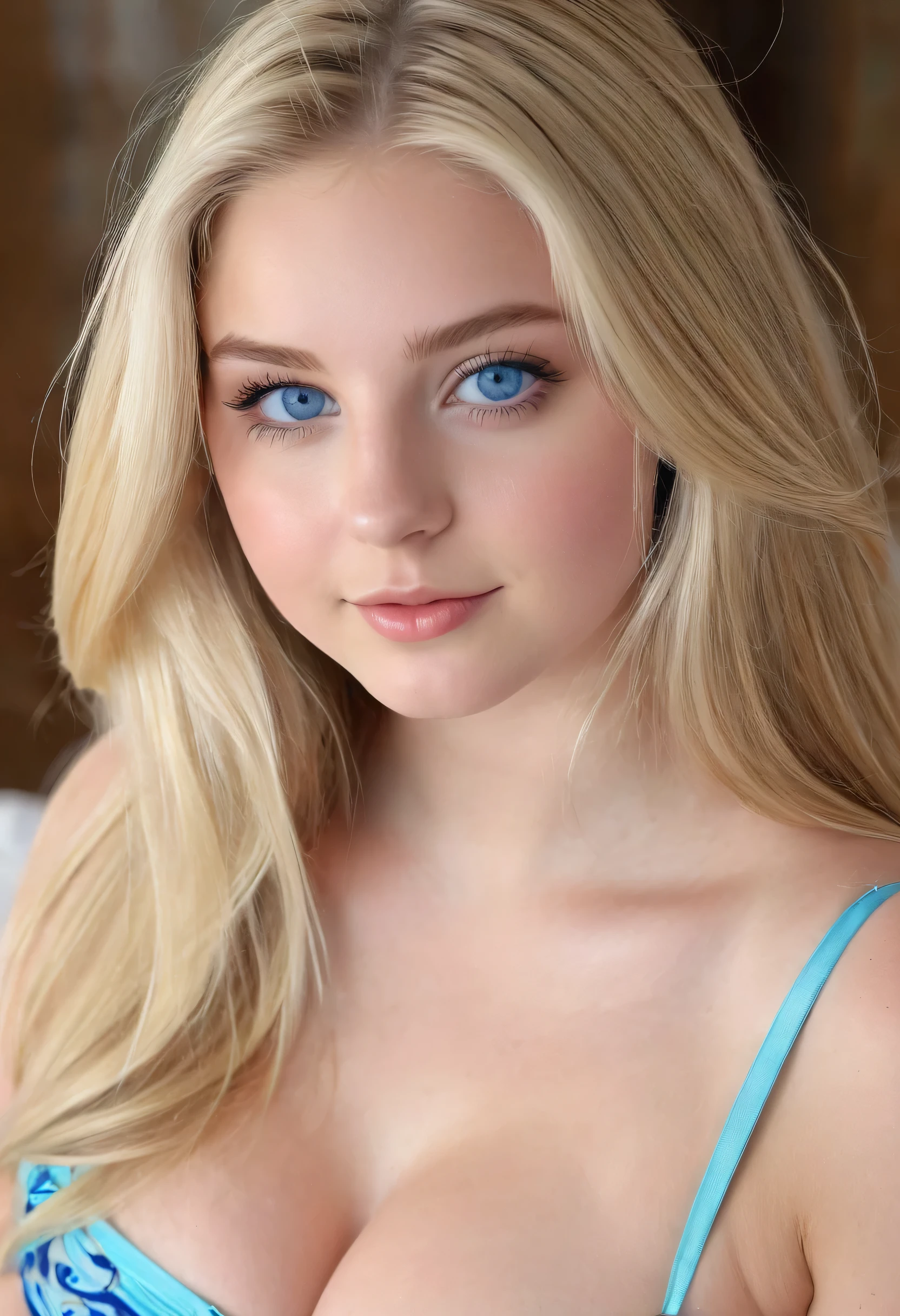 1girl in, age 19, Solo, Long hair, Colossal tits, Looking at Viewer, blonde hair, Bare shoulders, Blue eyes, jewelry, Full body, Unparalleled beauty, Radiant firmness and radiant skin, eyes liner, Sexy beautiful innocent, HD big big beautiful bright blue eyes, Beautiful cute girl, , Kate, a beautiful 19 y.o. girl with long blonde locks, wearing just a butterfly pantie