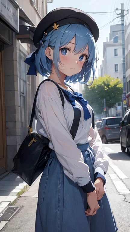 Jeune fille de  avec une rpmobe d'harchimage  blanche et bleu avec des trai jaune avec un chapeau pointue qui a les mêmes couleur que la robe et qui invoque neuf queues et un dizaine de sphères jaune autourd elle. Avec un baton en bois avec une pierre bleu incrusté au bout (light outfit) (cheveux long et bleu claire ) (gros seins) (yeux bleu claire)