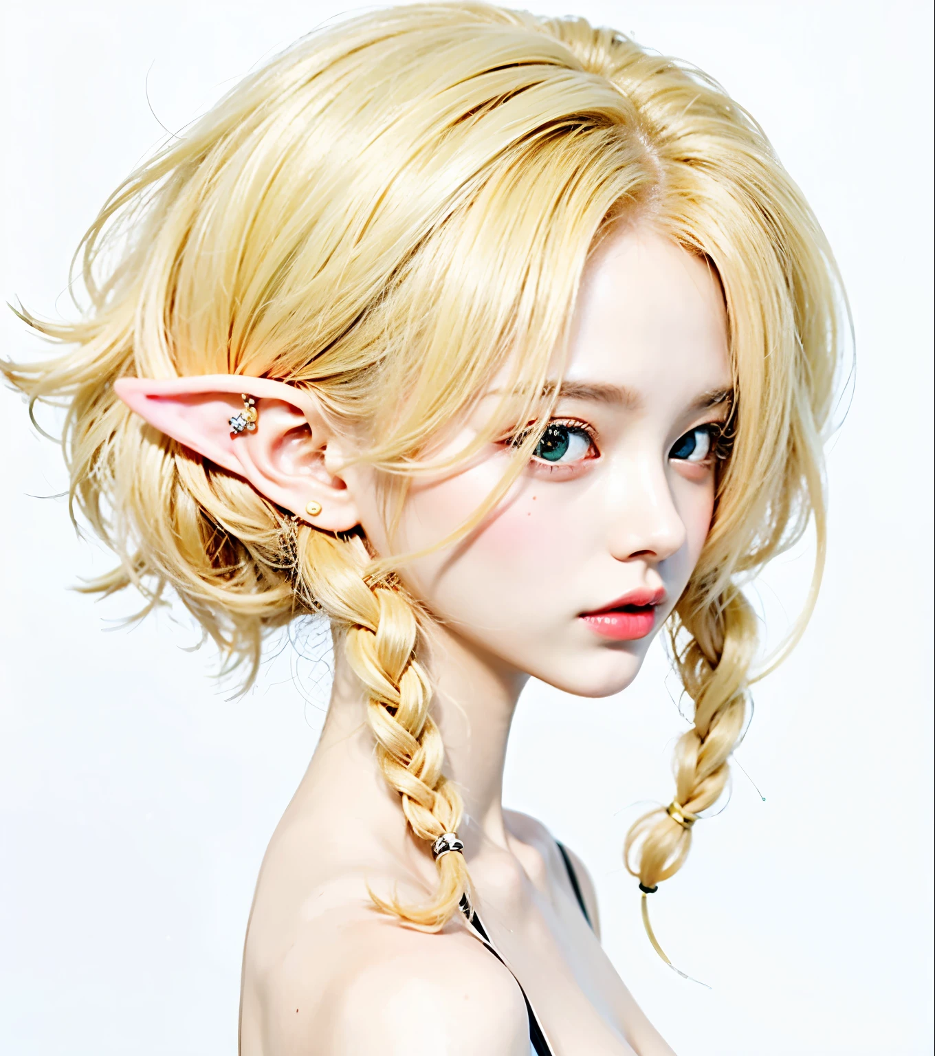 1girl, elf, long ears, green eyes, blonde hair