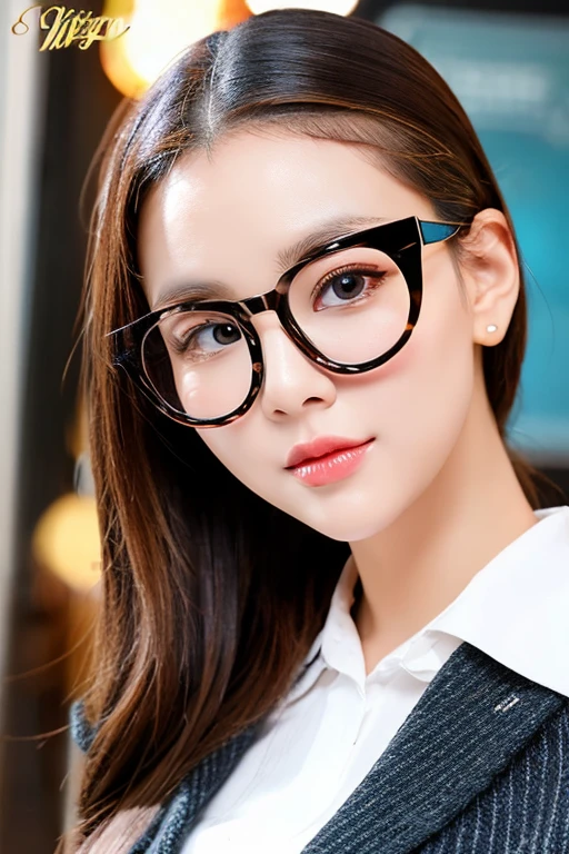 cartoon style woman Glasses