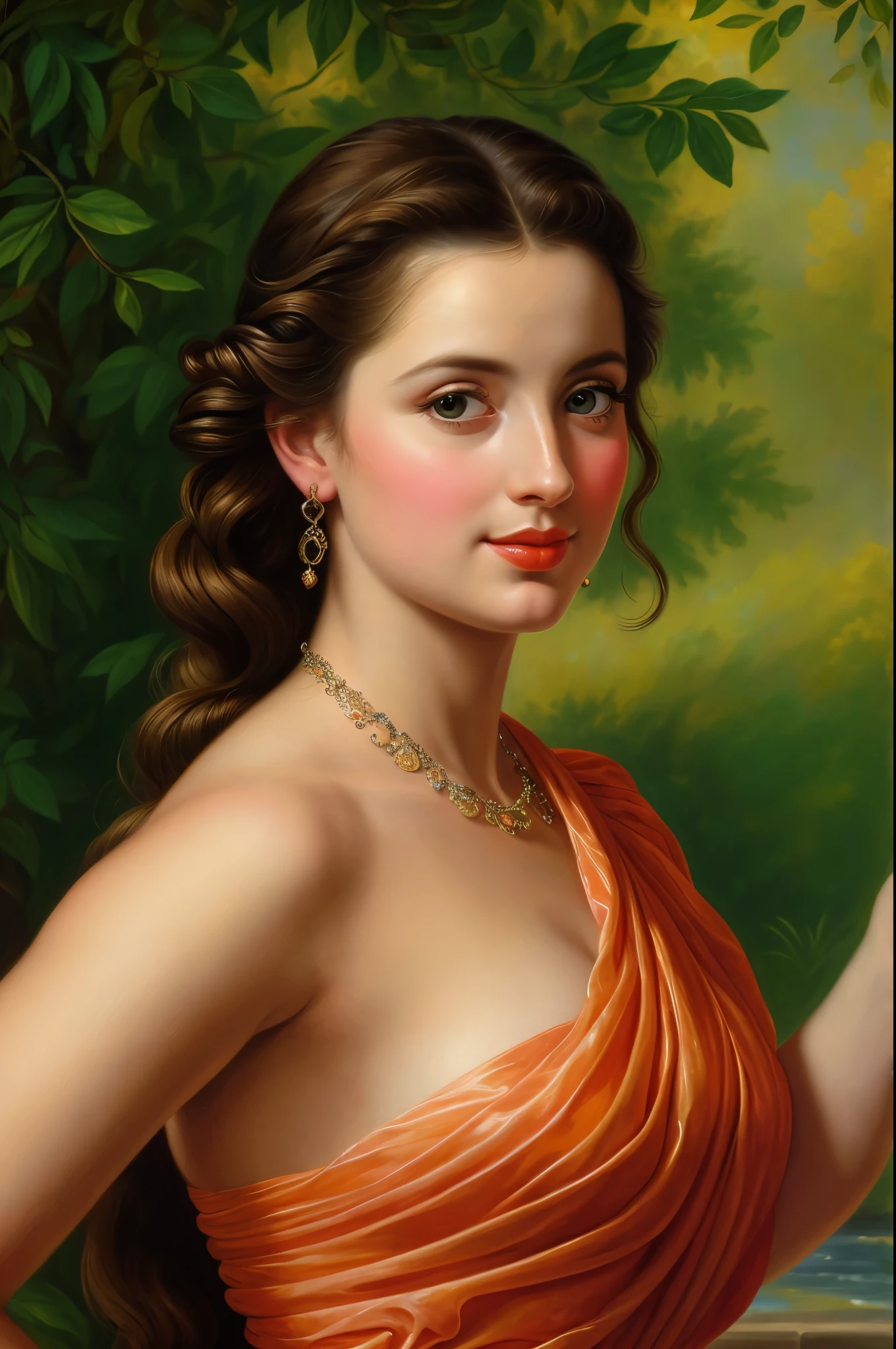 (nude figure),oil painting,classic,soft brushstrokes,masterpiece:1.2,ultra-detailed,realistic,studio lighting,vivid colors,warm tones,lively background,delicate skin texture,subtle shadows,graceful posture,gentle expression,bold composition,implied movement,modest nude,romantic atmosphere,impressive contrast,ethereal beauty,implied narrative,impressionistic style,harmonious color palette,sublime form,exquisite detail,enchanting ambiance,human connection,visual poetry,emotional depth,expressive eyes,sublime curves,evokes sensuality,serene environment,subdued lighting,majestic presence,radiant skin tones,dreamy lighting,juxtaposition of light and shadow,natural elegance,mesmerizing gaze,aesthetic harmony,captivating composition,luminous atmosphere