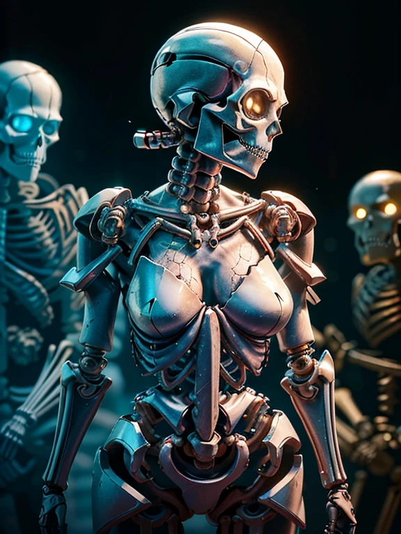 best quality, high_resolution, ulzzang_zombie,mecha_belly, cowboy shot, nsfw, sagging breasts:1.5, huge breasts,mechanical arms:0.3, guro,post-apocalypse, skull,guro