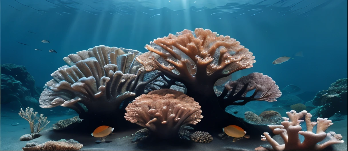 Under ocean small fish and corel reef