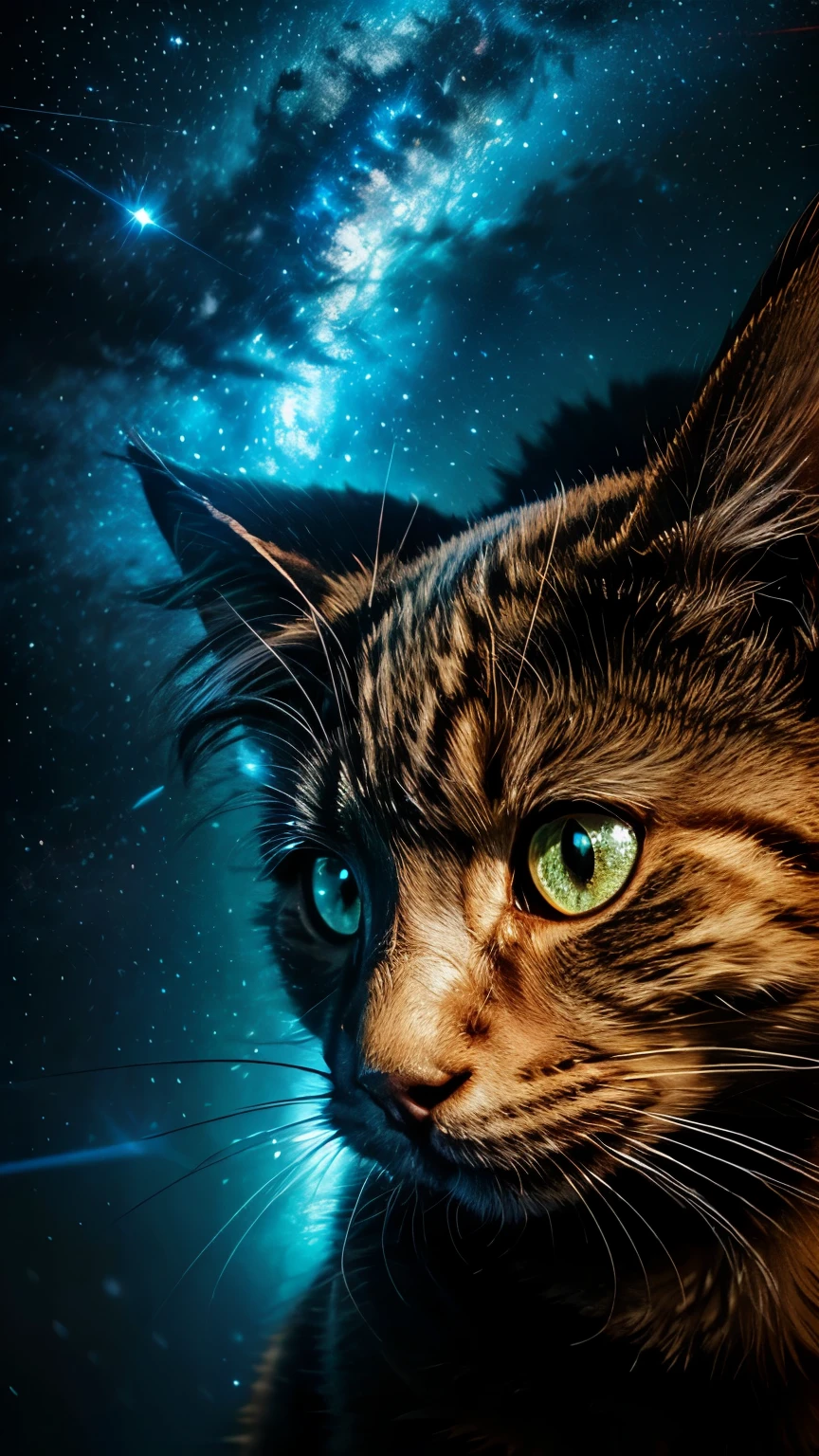 constellation、Cat、Wonder、Fantastic、Extremely detailed、8K Dende Wallpaperasuter piece、Best Quality、ultra-detailliert、Best Illumination、Best Shadow