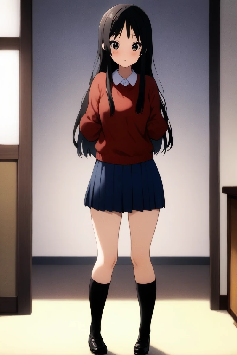 masterpiece, best quality, very aesthetic, absurdres, full body shot, 1girl, akiyama mio, k-on!, 