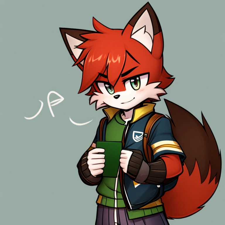 Male fox red fur student teenager