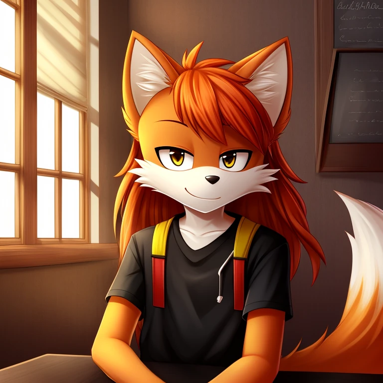 Male fox red fur student teenager