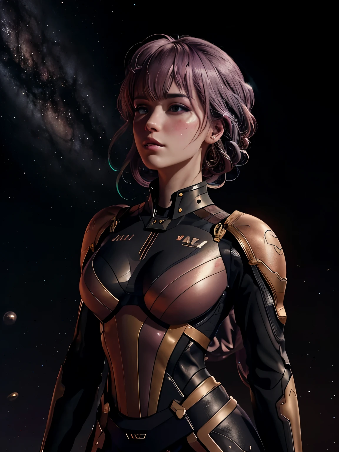 (best quality, sketch:1.2),realistic,(ultra details ayes),illustrator,anime,1 girl, detailed lips,custom, gradient background,neon hair,textured cropping, masterpiece, anime, a woman standing looking at a black hole, fantasy world, trending on art station, space art, dreamy psychedelic anime, beautiful anime scene, anime epic artwork. anime, epic realism, planet landing 