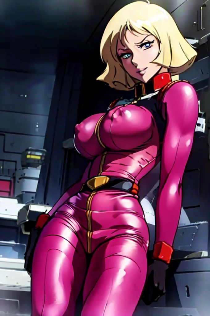 (high resolution, masterpiece, best quality, anime, official art:1.4), amazing fine details, all intricate, gloss and shiny, awesome many layers, 8k wall paper, sketch, illustration, short hair, weird hair, sayla mass, red boots, exposed breas, red high heel boots, red high heels, solo, red thigh boots, red thighhigh boots, ((covered_erect_nipples)), blonde hair, blue eyes, red bodysuit, red fingerless gloves, red gloves, red latex suit, red tight clothing, evil grin, dominatrix, spiked bracelet, platform boots, belt,  bondage, red bondage gear, red bondage outfit, red spies outfit, red tactical gear, red tactical uniform, red skintight bodysuit, milf, villain, full body, (((((evil, dark persona, )))), contrapposto, beautiful, (masterpiece:1.2), (best quality:1.2), perfect eyes, perfect face, perfect lighting, 1girl, solo, milf, mature female, lips, smirk, makeup, leather corset, fishnet stockings, warm colors, wink, (glowing eyes), full body, tattoo, leg tattoo, shoulder tatoo, arm tattoo, bimbo, 