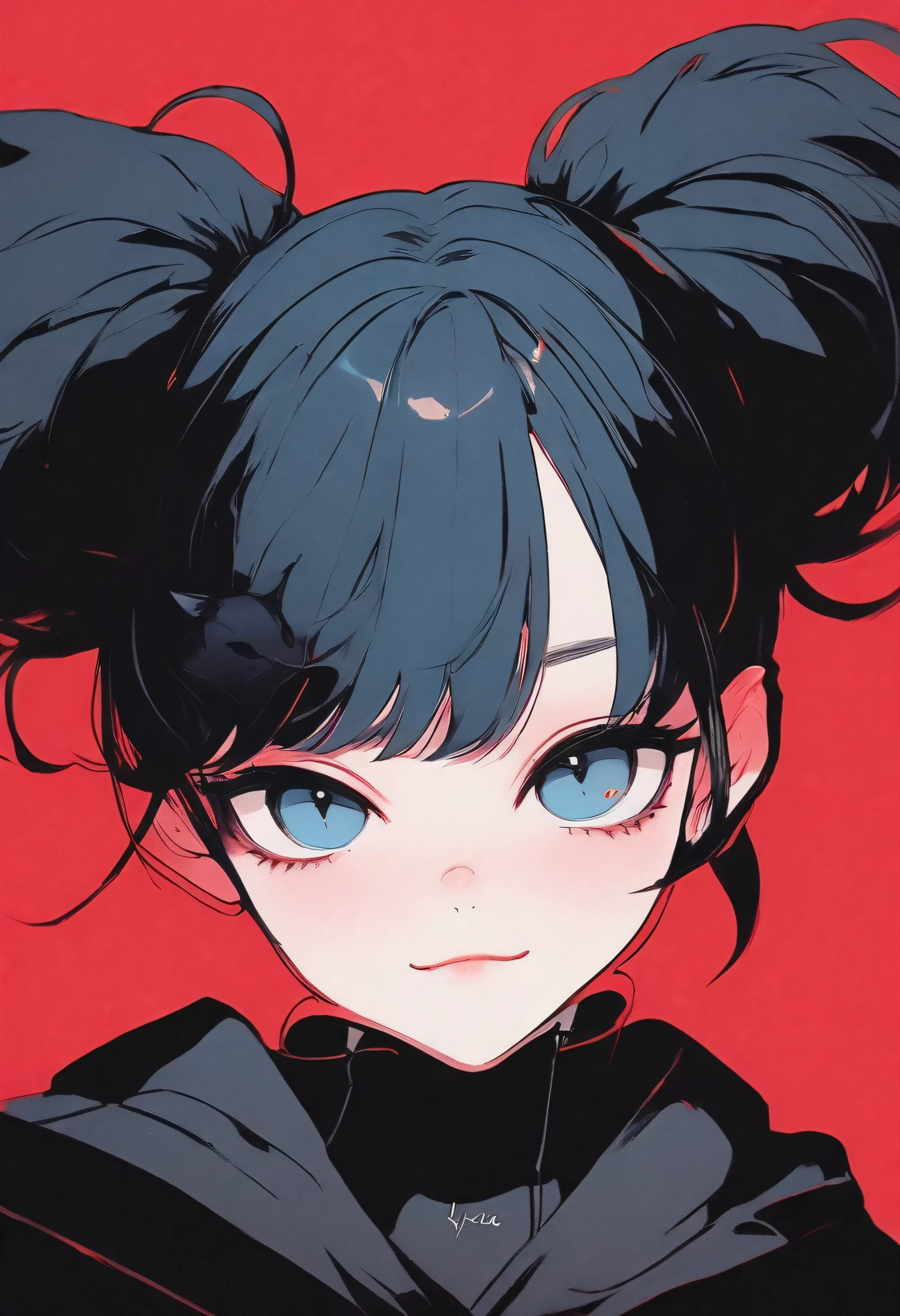 Anime girl with black cat on red background, Portrait of goth cat girl, cat woman, Anime style illustration, Anime style 4k, anime style portrait, Ilya Kuvshinov Sti. 4K, cat woman, close up of a person with blue hair and a hoodie, 2 d anime style, anime style character, flat anime style shading, flat anime style, minimalist