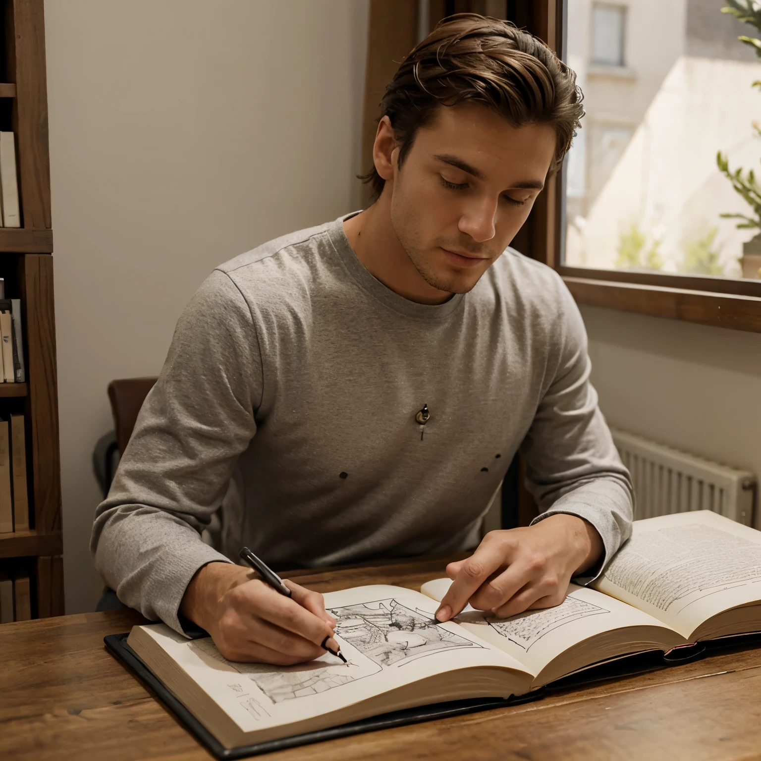Homme prenant un livre (style dessin)