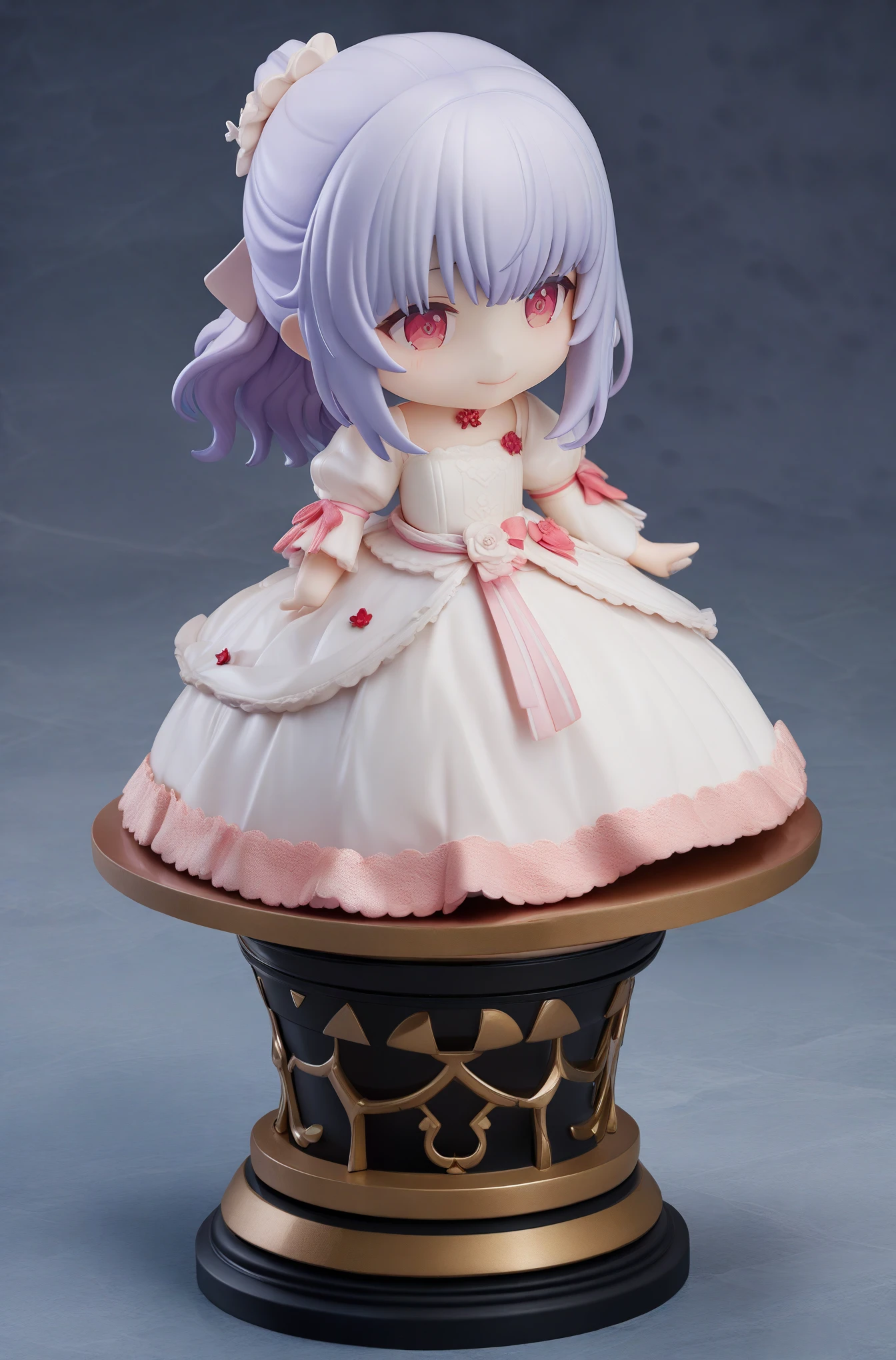 (Cute Japanese female chibi figure)、(chibi:1.6)、(bangs)、ponytail、Wedding dress、(smile)、(High resolutionCG 8k壁紙)、(very delicate and beautiful)、(masterpiece) 、(highest quality:1.0)、(超High resolution:1.2)、beautiful lighting、realistic shadow、(High resolution)、skin detail、super detail、(colorful)、High realism、photo quality