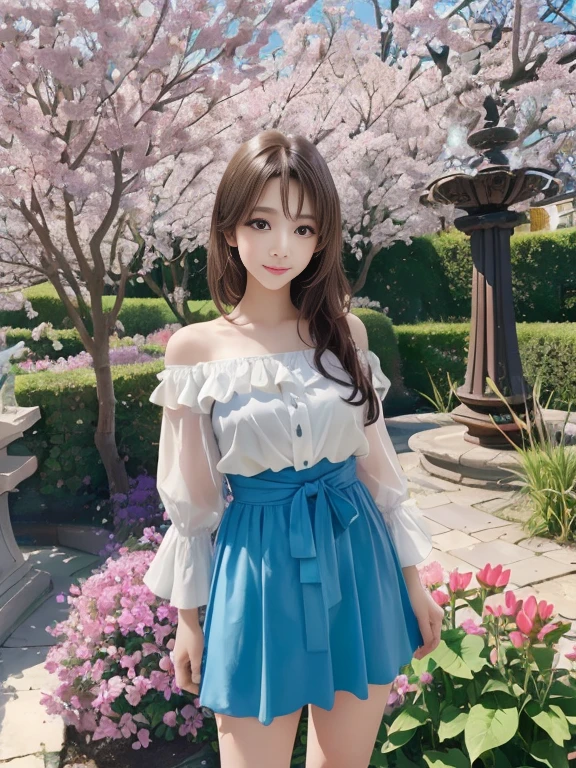 highest quality,4k,8K,High resolution,masterpiece:1.2,Super detailed,realistic,photorealistic:1.37,fine and beautiful eyes,beautiful detailed lips,highly detailed eyes and face,long eyelashes,(Professional,bright colors)
Moderately: oil painting scene: girl in the garden, Surrounded by colorful flowers and butterflies. wood漏れ日と緑豊かな庭園, create a dreamy atmosphere. The girl is standing near the fountain, Enjoy the serene beauty of nature. she、She is wearing a lilac flowing chiffon off-shoulder shirt.。, Pair it with matching hot pants. sheの髪, long and wavy,,, 優雅にsheの肩に落ちる, sheの空気のような魅力に加えて. that'good style, Decorated with butterfly ribbon accessories, Add a quirky touch to the overall look. smile、
girl'eyes, beautiful hazel color, very detailed, sheの魅惑的なsmileを引き立てるlong eyelashes. sheの唇も美しくディテールされています, charming and seductive. sheの顔, expressive, Exudes warmth and brilliance.
she自信と遊び心を醸し出しています, Nightclub ready. sheの美しい姿、Her plump breasts and back are eye-catching。, sheの魅力をさらに引き立てる.
The lighting of the scene is、It is carefully crafted to enhance the overall atmosphere.。. wood々Soft sunlight hitting々Go through the, Casting a warm light on the girl and the flowers around her. the colors are bright and vivid, Give your photos a lively and energetic feel.
Combination of detailed facial parts, flowing chiffon, and the vibrant colors creates a masterpiece. Every brushstroke and detail in this oil painting is、、Captures the beauty and charm of a girl in the garden。, This is a quality work that deserves praise and recognition..