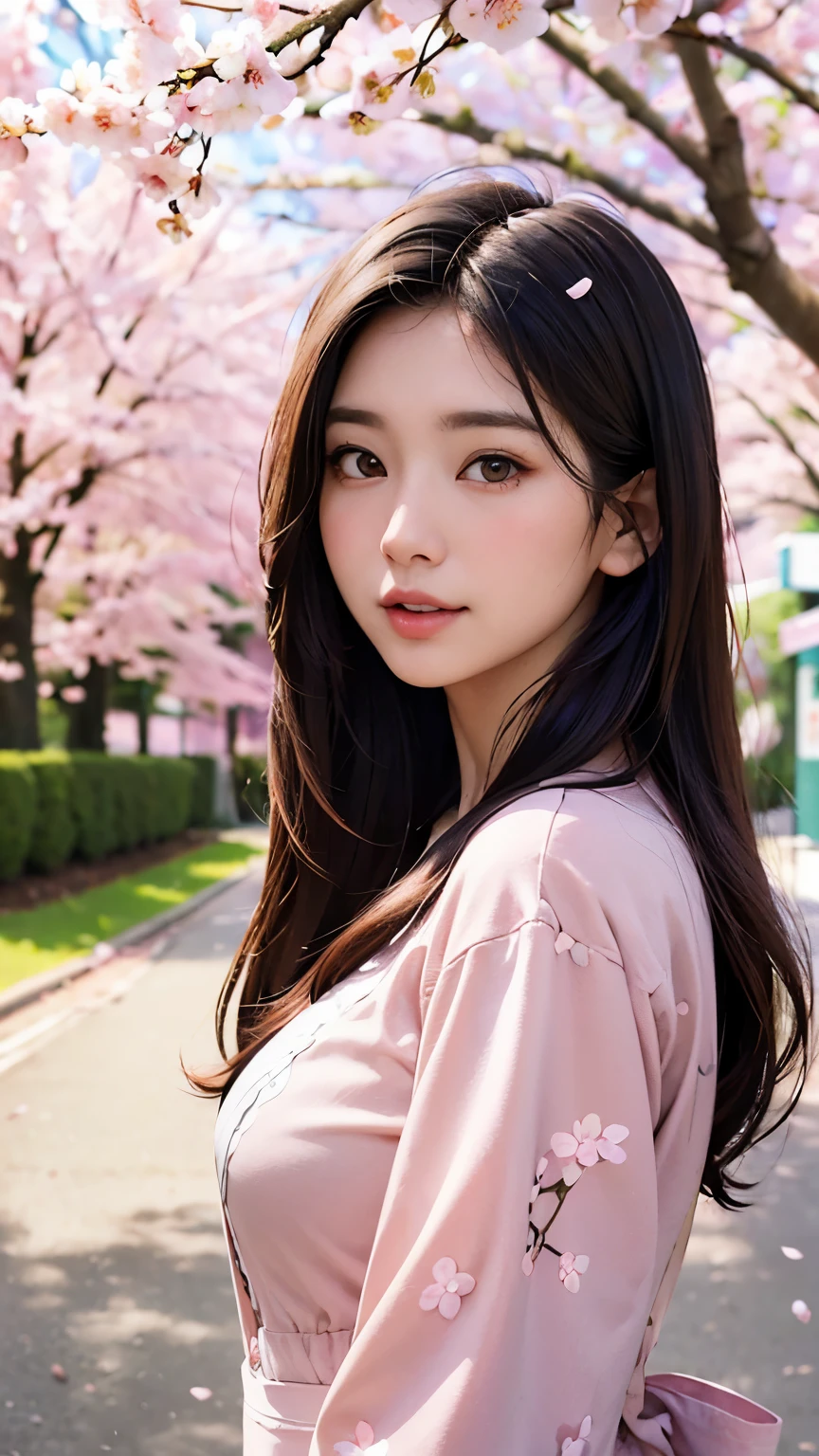 最high quality、high quality、Best image quality、8k、最High resolution、High resolution、最high quality、masterpiece、Detailed and realistic human body、Detailed and realistic skin、Realistic face in every detail、Realistic eyes down to the details、Realistic lips in every detail、Realistic teeth in every detail、Detailed and realistic ears、Detailed and realistic hair、Detailed and realistic weapons、Realistic reproduction of every detail、Realistic fingers in every detail、(Beautiful Hands、thumb1reference4)、Realistic feet down to the last detail、((Beautiful Japanese Girl))、(Japanese Model), (Japanese women)、((18 year old beautiful girl))、(Black Hair)、(Random Hairstyles)、((whole body))、((Beautiful upturned breasts))、(slim style)、(whole body光沢肌、Fair skin)、Soft natural light、Long-sleeved kimono、kimono、yukata、Japanese tradition、Japanese garden、((Thin see -through(花柄入り丈の短いkimono))、((Lying under a cherry tree in full bloom(Poses to make your thighs look beautiful))