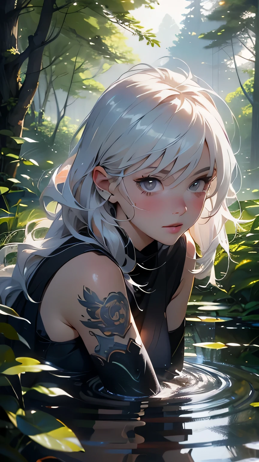 little  tribal,(((little ,small tiny body,,chibi))),(((6 years old))),

(((flat chest))),(((long white hair,white hair,colored inner hair))),((eyes aqua_eyes:1.3))),intricate eyes,beautiful detailed eyes,symmetrical eyes,big eyes:1.5,(((black skin,dark-skinned_female,dark skin,lustrous skin:1.5,tanned skin,bright skin: 1.5,skin tanned,shiny skin,very shiny skin,shiny body)))(((detailed face))),beautiful detailed lips,

((cute,slutty,erotic,(nsfw))),

(revealing clothing,show skin),((underboob)),(barefoot,),(((slave,slave collar,Long chain leash connected to her collar,shackles,loincloth,torn clothes))),((wet clothes,intricate outfit)),

dynamic and seductive pose,looking at viewer,embarrassed,centered,scale to fit dimensions,Rule of thirds,

((((many fireflies,fireflies,glowing fireflies,fireflies in the background)))),

outdoors,overgrown,(overgrown background,glowing crystals,bioluminescent plant),scenery,extremely scenery,(((glowing crystals,bioluminescent plants))),(puddles everywhere,moss,moss on the background),clouds,lily pads,palms,reeds,(sunset, golden hour),

(Glossy Egyptian ornaments),highres,sharp focus,(ultra detailed,extremely detailed),(photorealistic artwork:1.37),(extremely detailed CG unity 8k wallpaper),(((vibrant colors,vibrant theme))),(intricate),(masterpiece),(best quality),artistic photography,(photography taken by sldr),(intricate background),perfect rendered face,perfect face details,realistic face,photo realistic,((intricate detail)),(((realism))),
