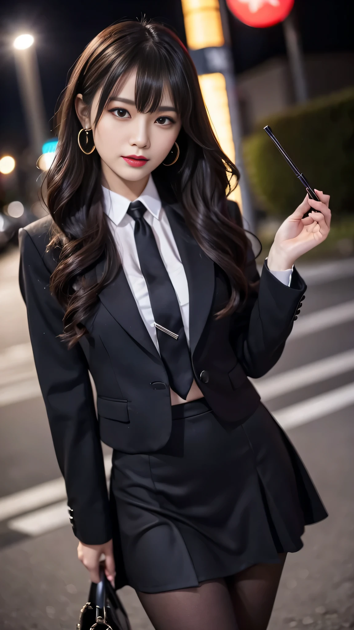 tra-detailed、2girls、Japanese、attractive beauty、seductive adult woman、pretty woman、piercing eyes、cool girl、wavy hair、swept bangs、suit、Jacket、blouse、ribbon、Tight Skirt、pantyhose、beautiful feet、Evil cadres、evil depravity、brainwash、mind control、lipstick、lip gloss、dark makeup、smirk、Whisper in my ear、Evil expression、evil、hollow eyes,half-closed eyes、empty eyes、evil、church at night、vampire、succubus、vampire、Swear allegiance、stand