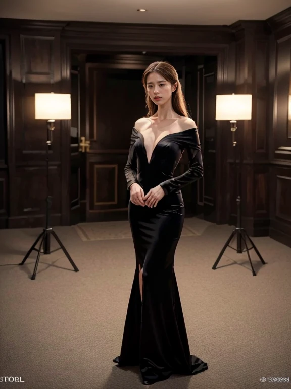 original photo,depth of field,dramatic,(Real movie stills:1.3),(best quality, high resolution:1.2), Super detailed details, (actual、lifelike、Realism:1.3), Inspired by the 007 movie,full body portrait,A beautiful and handsome couple standing together in black evening gowns, sophisticated evening gown,The atmosphere of the battle, Threatening atmosphere, close up, Perfect body,性感的long legs,long legs,Highly detailed facial details, real background,Stills from the real 007 movie,(sharp focus:1.2), Very detailed, (lifelike:1.4), (The original image, 8K high resolution:1.2), RAW candid movies, 16 mm, Color graded Portra 400 film, Surreal, subsurface scattering, Ray tracing, (Volumetric lighting),