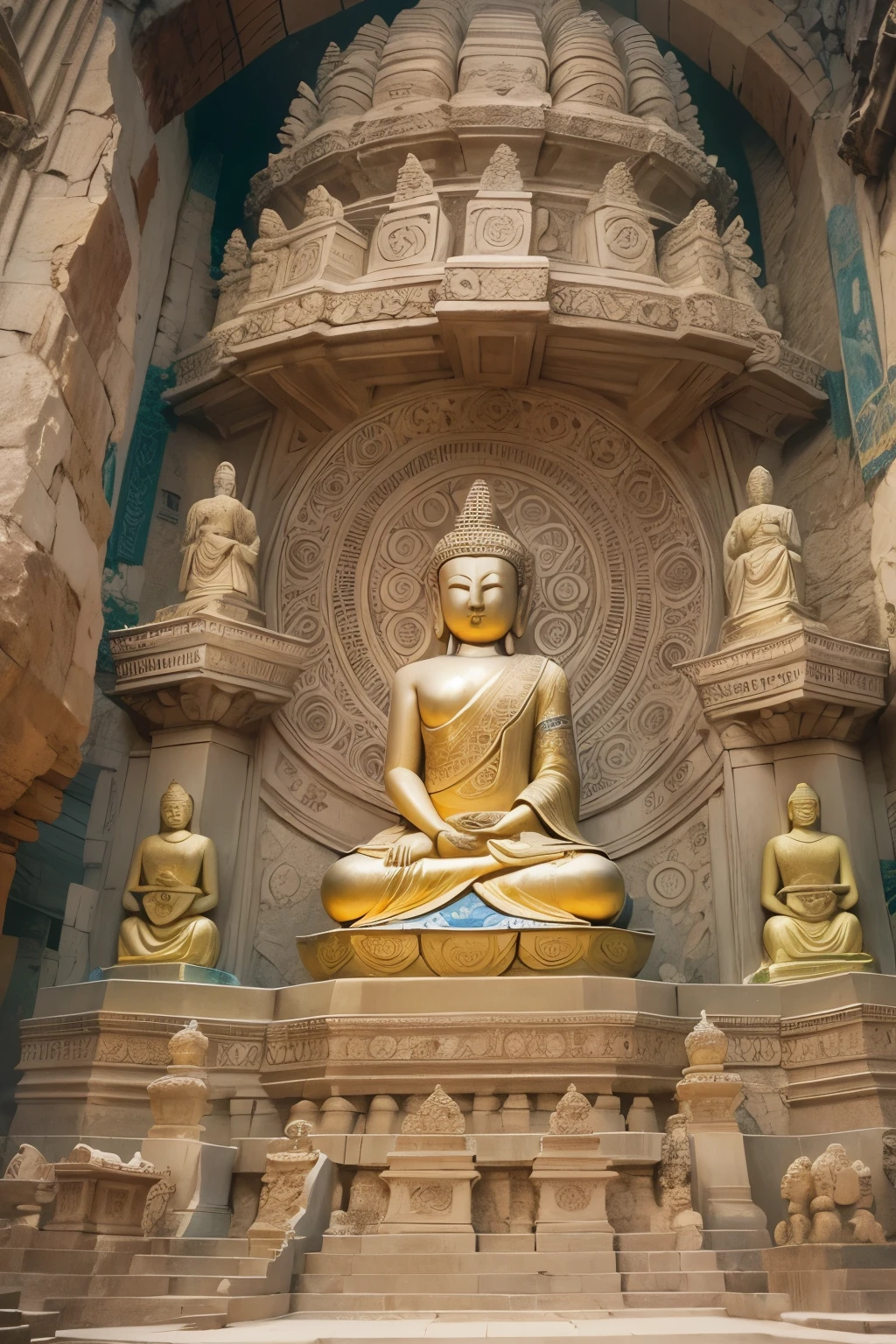 There is a stone mountain carved into Maitreya Buddha, Surreal