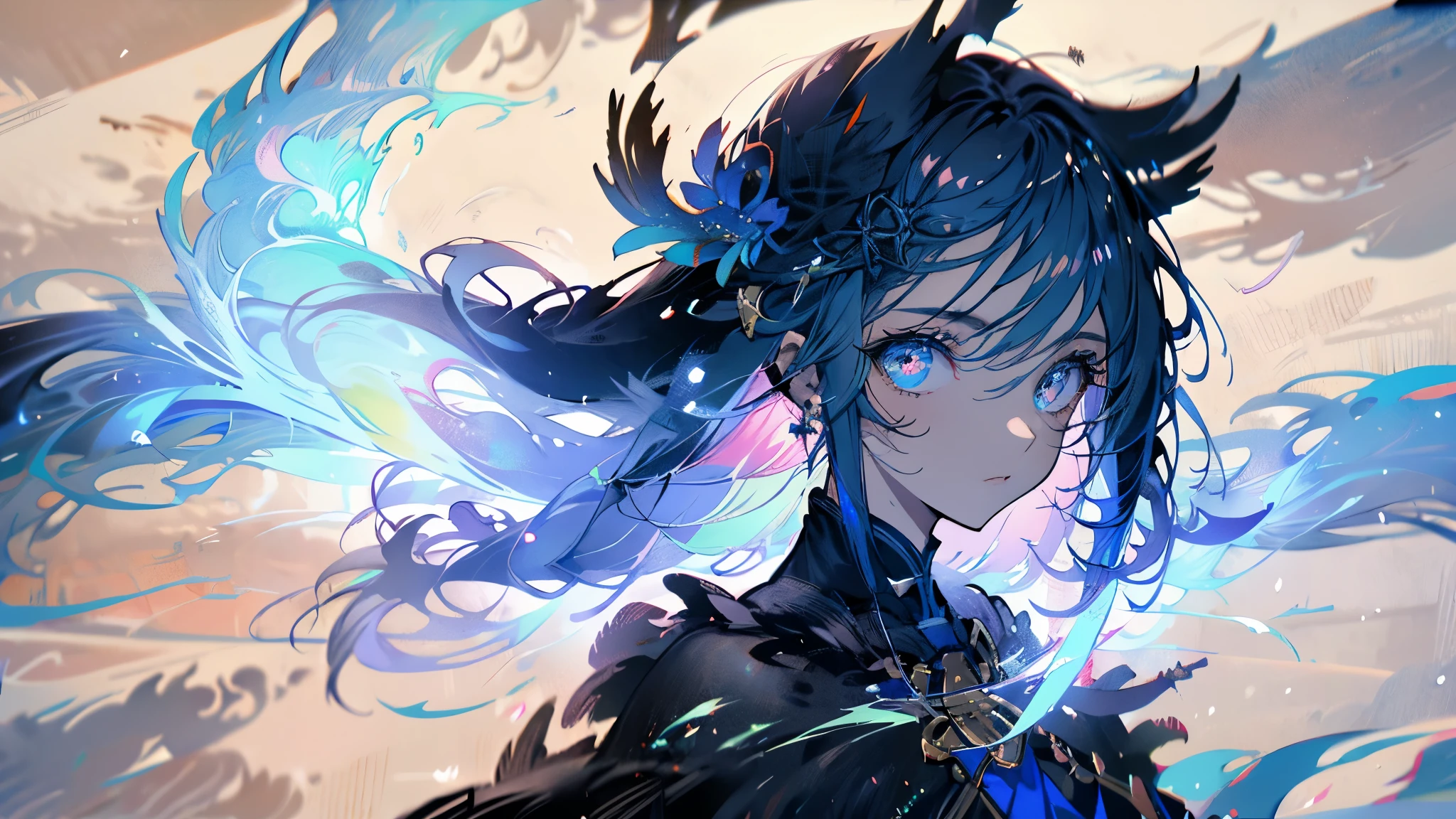 Dibujo de una chica con el pelo azul y una chaqueta azul, rimuru, estilo anime 2d, Foto de perfil de Rimuru Tempest, rimuru tempest, anime 2d, fubuki, foto completa de la tempestad de rimuru, cabello corto, chica anime con cabello verde azulado, arte 2d, arte 2d, Chica cola de caballo, Blue tie, Camisa blanca, indigo jacket, Brown belt at the waist..