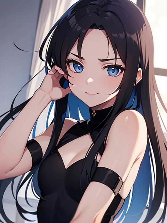 (masterpiece:1.4、top-quality、illustration:1.4,realistic、)、(character focus、breast focus,upper body:1.3)、(1girl),(Open mouth happy smile:1.3),(cute),cute face,blue eyes、(cute)、
,(stand:1.4),(black long hair),
,(slender),lace dress:1.3),
(),(), (small breasts:1.3)、
、slender、