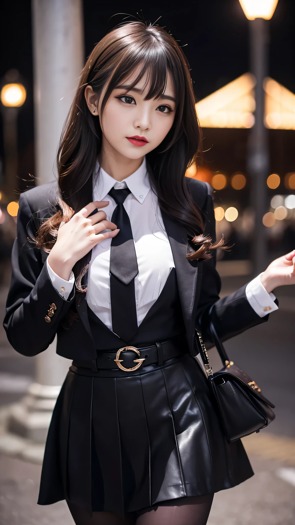 tra-detailed、2girls、Japanese、attractive beauty、seductive adult woman、pretty woman、piercing eyes、cool girl、wavy hair、swept bangs、suit、Jacket、blouse、ribbon、Tight Skirt、pantyhose、beautiful feet、Evil cadres、evil depravity、brainwash、mind control、lipstick、lip gloss、dark makeup、smirk、Evil expression、evil、hollow eyes,half-closed eyes、empty eyes、evil、church at night、vampire、succubus、vampire、Swear allegiance、stand