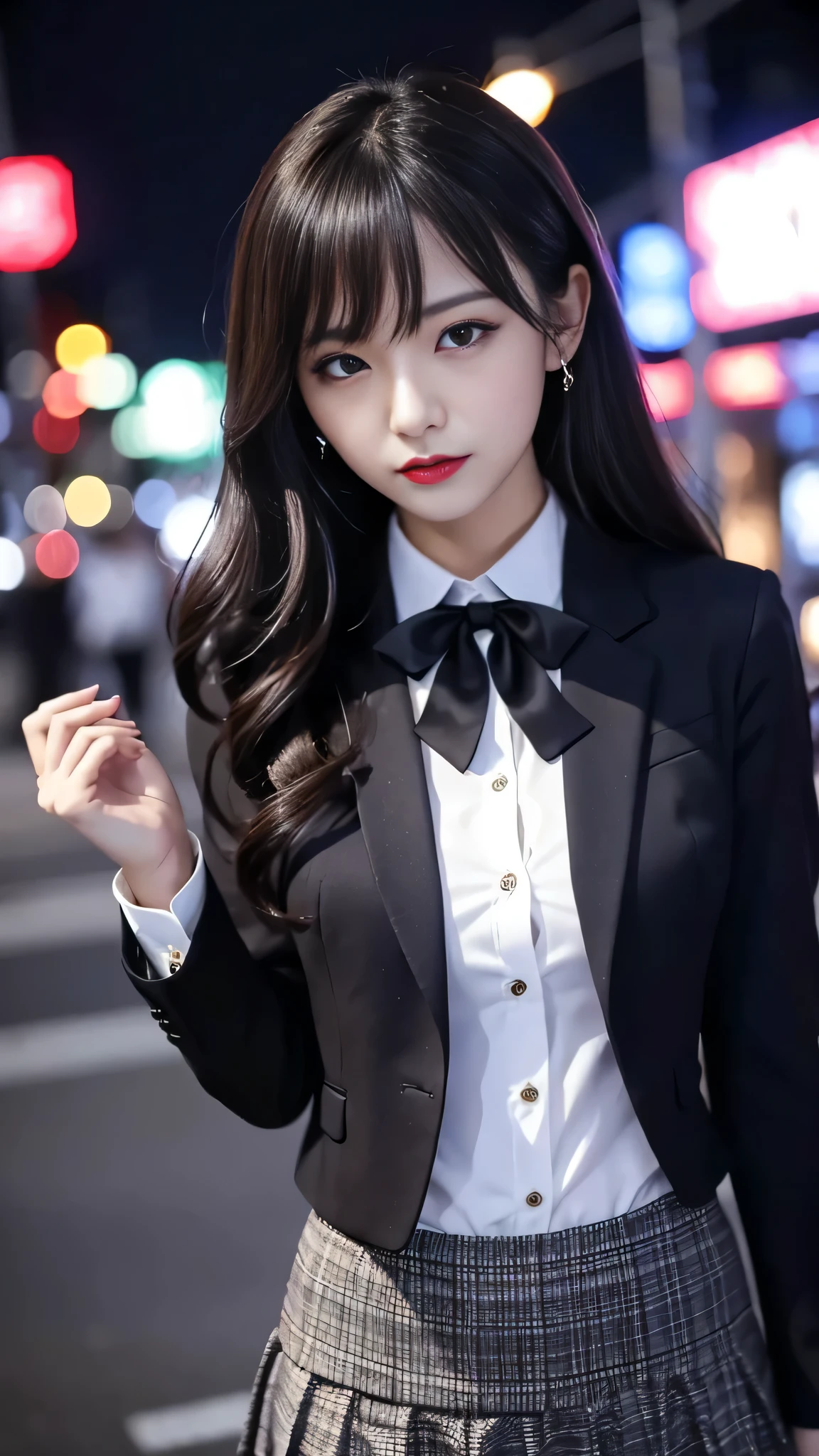 tra-detailed、2girls、Japanese、attractive beauty、seductive adult woman、pretty woman、piercing eyes、cool girl、wavy hair、swept bangs、suit、Jacket、blouse、ribbon、Tight Skirt、pantyhose、beautiful feet、Evil cadres、evil depravity、brainwash、mind control、lipstick、lip gloss、dark makeup、smirk、Whisper in my ear、Evil expression、evil、hollow eyes,half-closed eyes、empty eyes、evil、church at night、vampire、succubus、vampire、Swear allegiance、Hold your hand over another woman