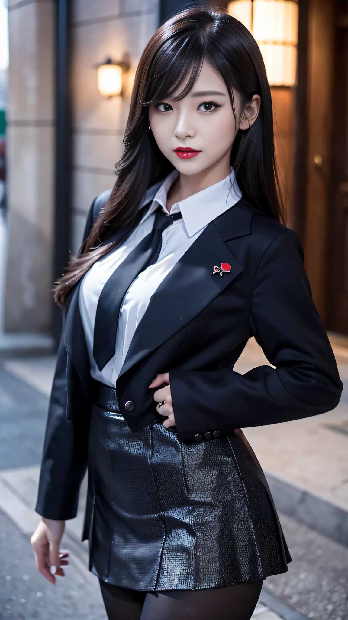 tra-detailed、2girls、Japanese、attractive beauty、seductive adult woman、pretty woman、piercing eyes、cool girl、suit、Jacket、blouse、ribbon、Tight Skirt、pantyhose、beautiful feet、Evil cadres、evil depravity、brainwash、mind control、lipstick、lip gloss、dark makeup、smirk、Evil expression、evil、hollow eyes,half-closed eyes、empty eyes、evil、church at night、vampire、succubus、vampire、Swear allegiance、stand