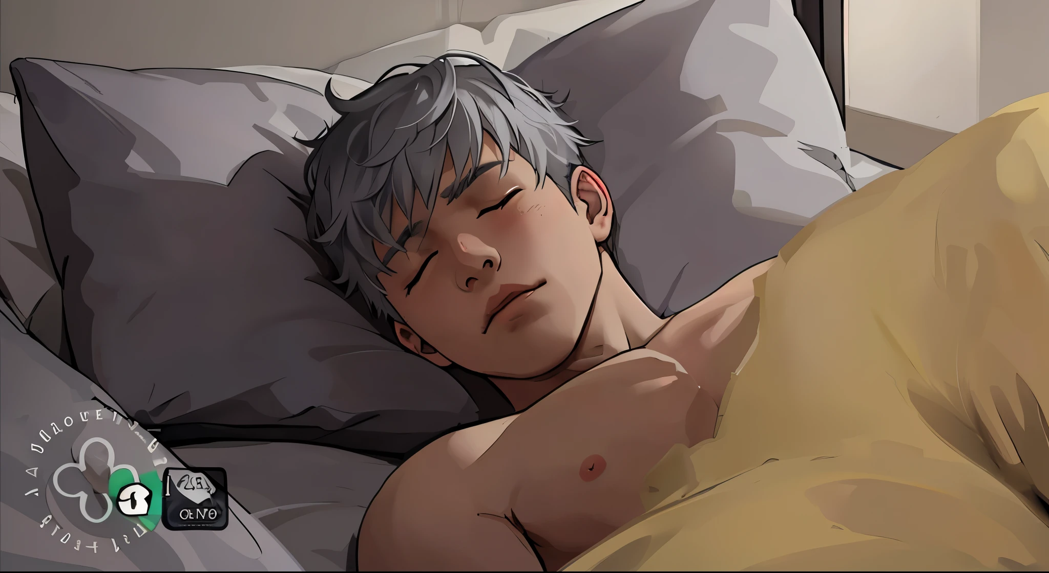 gray haired young man  is asleep