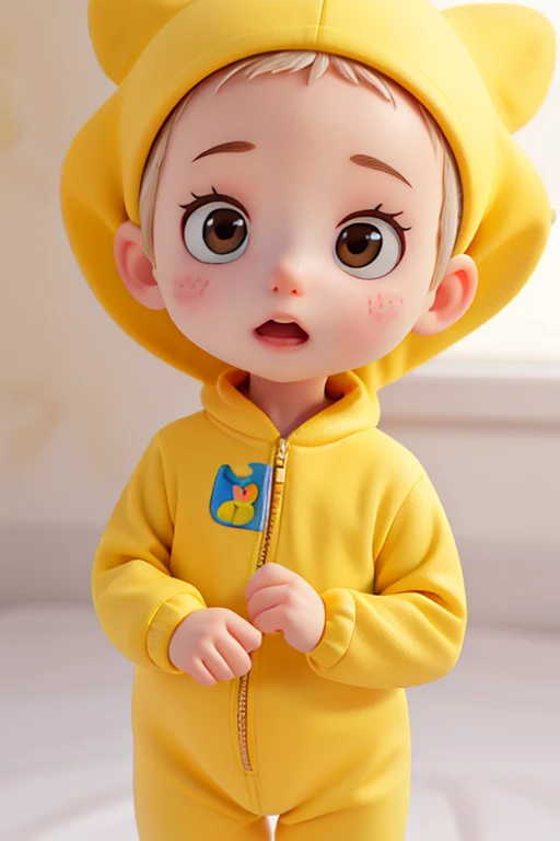 baby, multiple poses and expression, white background, children's book illustration style, simple, cute and bright colors, 1 year old, wearing yellow onesie, perfect quality, clear focus (Clutter-House: 0.8), (work by art: 1.2) (realistic: 1.2) (Bokeh) (Best quality) (detailed skin: 1.3) (intricate details) (8k) (Detailed eyes) (sharp focus), (happy)