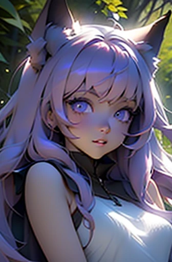 A cute chibi character of a wolf girl with purple hair, in a vibrant digital art style. The girl has big, mesmerizing purple eyes that sparkle with life. Her facial features are beautifully detailed, with perfectly shaped lips and delicate eyelashes. She is dressed in a stylish outfit with a wolf hoodie, showcasing her love for animals. The scene is set in a lush forest, with colorful flowers and tall trees surrounding the girl. The sunlight filters through the leaves, casting a warm and enchanting glow. Butterflies flutter around her, adding a touch of whimsy to the atmosphere. The artwork is of the highest quality, with ultra-detailed rendering and sharp focus. The colors are vivid and saturated, creating a visually stunning image. The artwork has a realistic and photorealistic style, bringing the wolf girl to life in a way that feels almost tangible. The color palette for this artwork is centered around various shades of purple, creating a dreamy and magical atmosphere. The lighting is soft and diffused, accentuating the girl's features and adding depth to the scene. Overall, this prompt captures the essence of a chibi wolf girl with purple hair, showcasing her adorable charm in a vibrant and enchanting forest setting. The high-quality artwork and attention to detail ensure a masterpiece that will truly captivate the viewers.