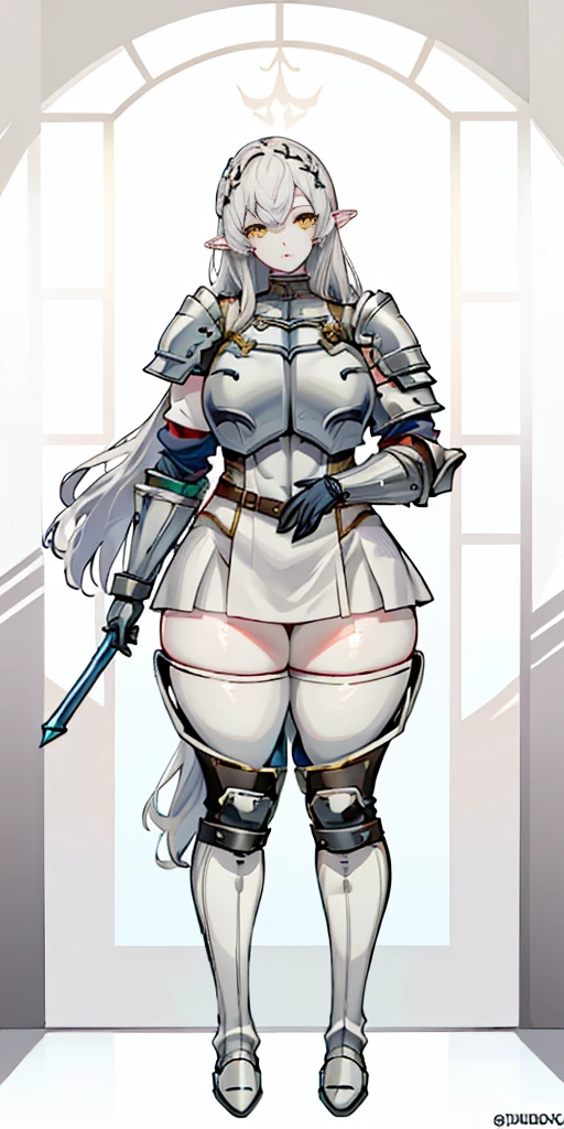 nun, demon girl, walking, , warpriesstes, silver hair, short hair, sacred gauntlets, long ski, cute smile, pure smile, love smile,,veillong skirt, pantyhose, staff holding, armor, gloves, standing, full body,sharpteeth,standing, full body, happy, joyfull, refsheet, red skinn, big nose,, drop shadow, anaglyph, stereogram, tachi-e, pov, atmospheric perspective, speed lines, vignetting, scanlines, motion lines, ray tracing, backlighting, reflection light, 8k, super detail, ccurate, best quality, best quality, high quality, super detail, anatomically correct, UHD, masterpiece, ccurate, textured skin, high details, award winning