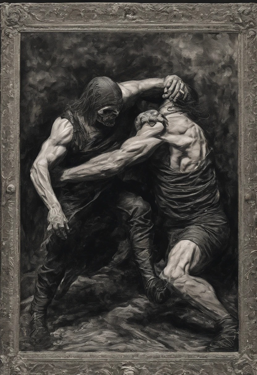 Two men wrestling and one throws the other into the ground