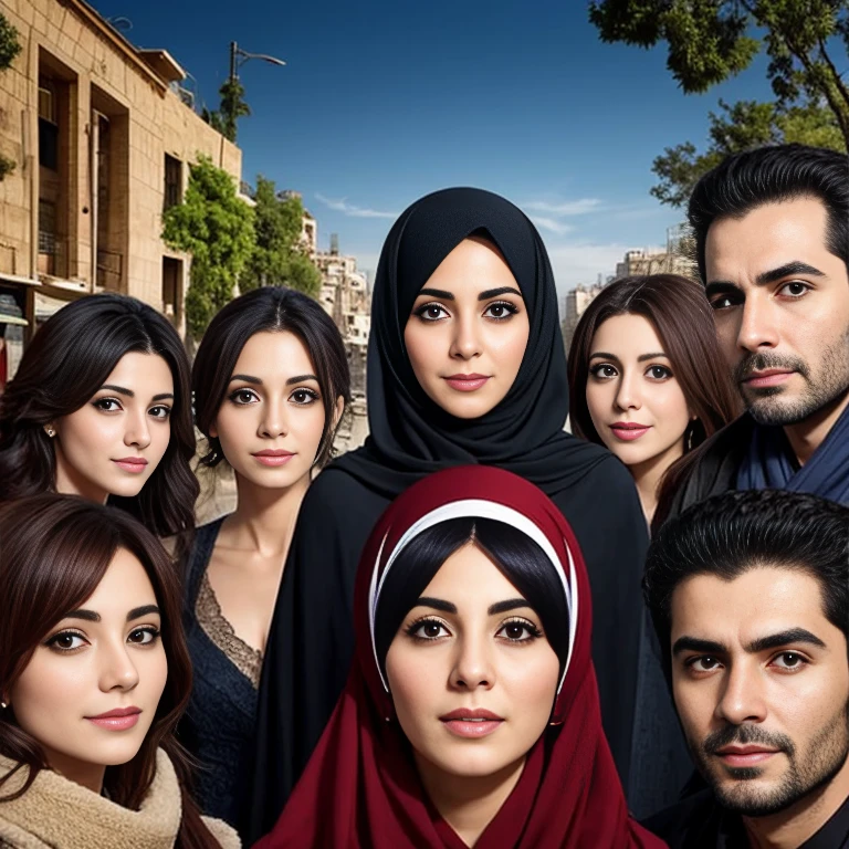 Lebanese group, in the city, focus on the characters' faces