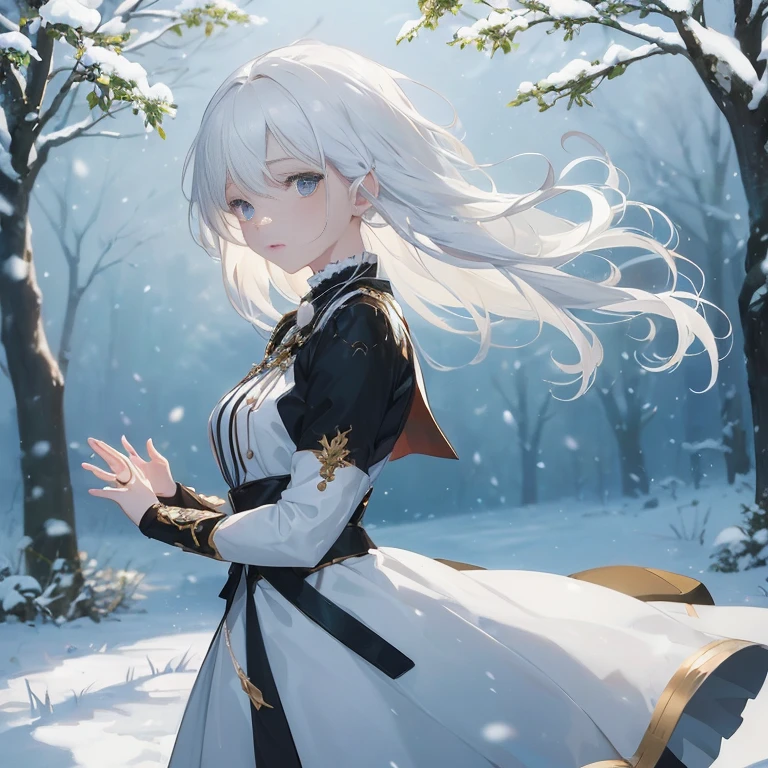 anime girl in a white dress in a snowy forest, white haired deity, girl with white hair, perfect white haired girl, guweiz on pixiv artstation, guweiz on artstation pixiv, official art, trending on artstation pixiv, white haired lady, cushart krenz key art feminine, white haired, winter concept art