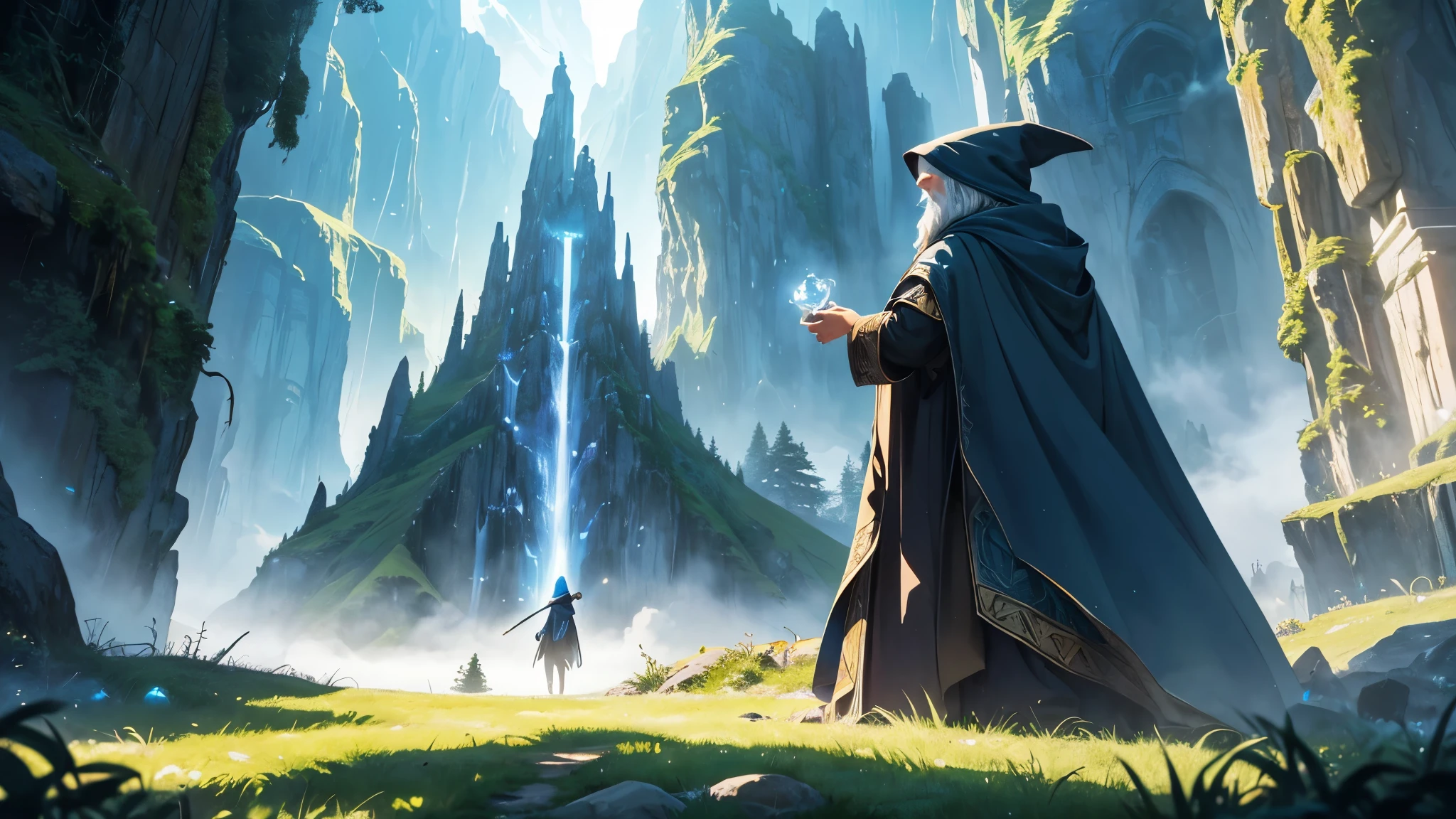 (a)Gandalf,(best quality,photo-realistic:1.37)wizard,hooded cloak,majestic beard,strong staff
(mountain)Magic mountain,towering peaks,mystical aura,enchanted landscape,imposing cliffs,snow-capped summits
(magic)Powerful spells,glowing runes,cascading waterfall,ethereal mist,shimmering light
(nature)Ancient trees,majestic eagles,whispering wind,crystal-clear lakes,fertile vegetation
(adventure)Thrilling journey,epic quest,dangerous path,mysterious creatures,hidden treasures
(sorcery)Arcane rituals,magical artifacts,enchanted creatures,spellbinding encounters,otherworldly phenomena
(fantasy)Mythical creatures,wondrous realms,epic battles,unimaginable wonders,cosmic power
(lights)Soft moonlight,dancing auroras,sparkling stars,illuminated symbols,luminous orbs
(color palette)Deep blues,rich greens,vibrant purples,golden hues,magical glows
Please note that the prompt is not in a complete sentence format and does not contain any explanations.