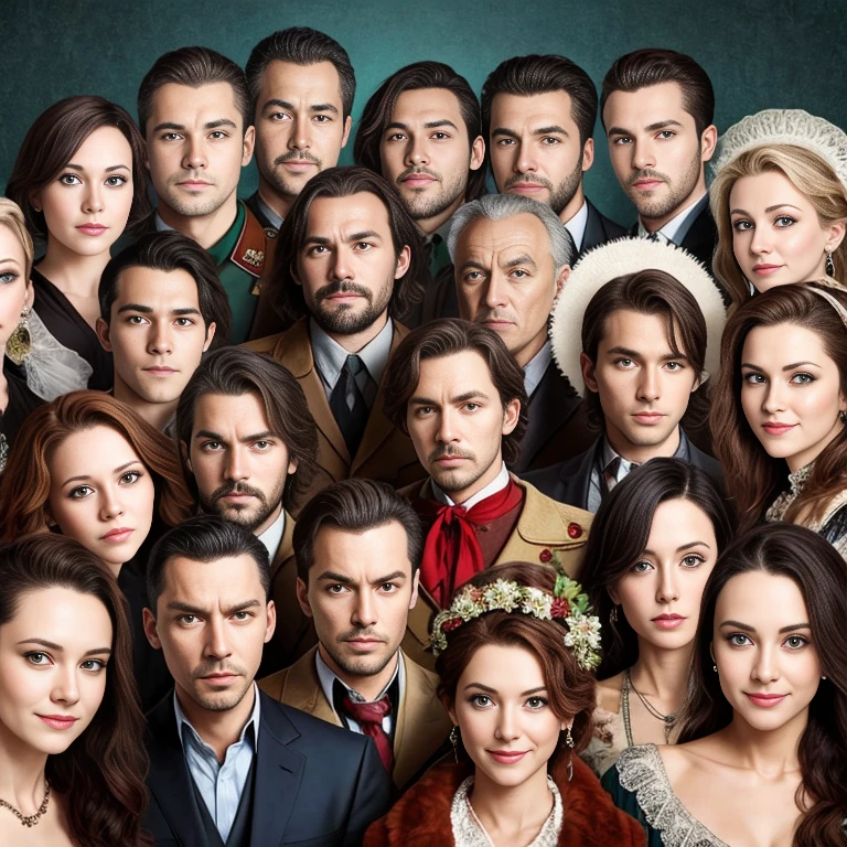 Hungarians group, together in the city, focus on the characters' faces