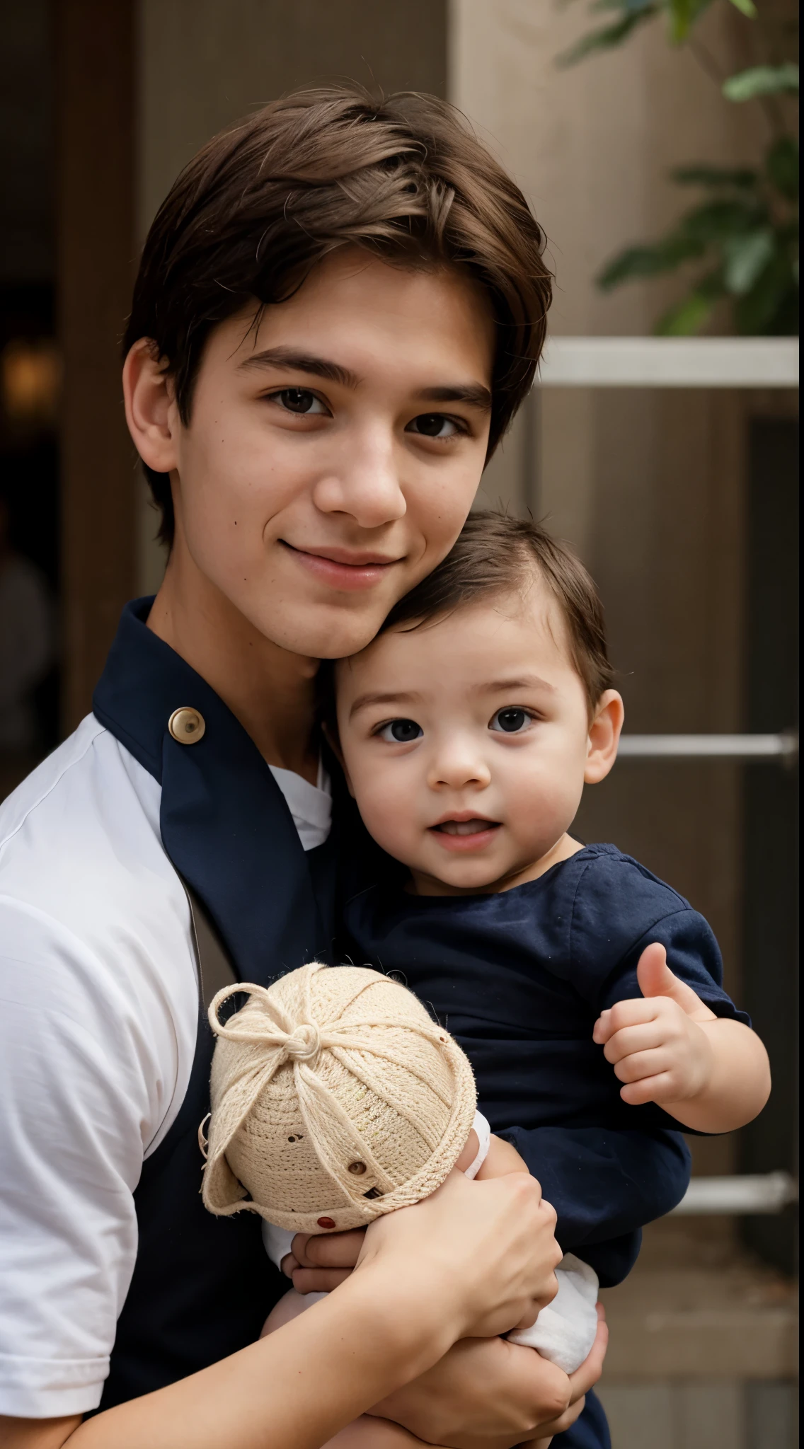 A boy and a girl holding a baby,Upper body body