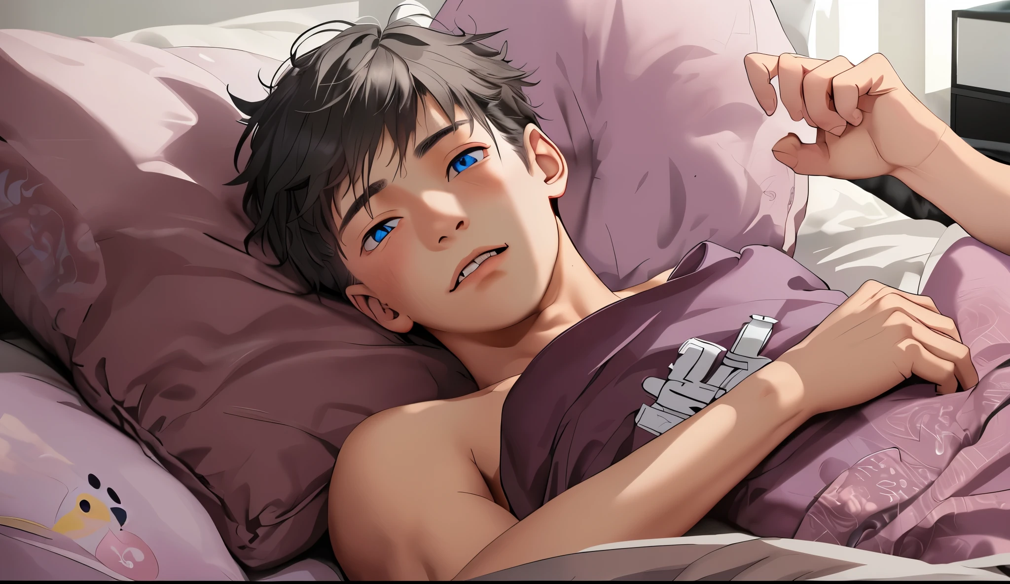 cute 16 year old boy blue eyes gray hair