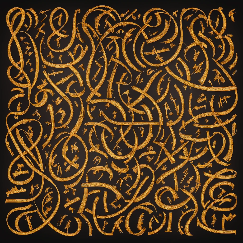A work of the best visual quality, 16k definition, ultra detailed, create a totally new alphabet as if the ribbons of the universe formed letters, words a unique language