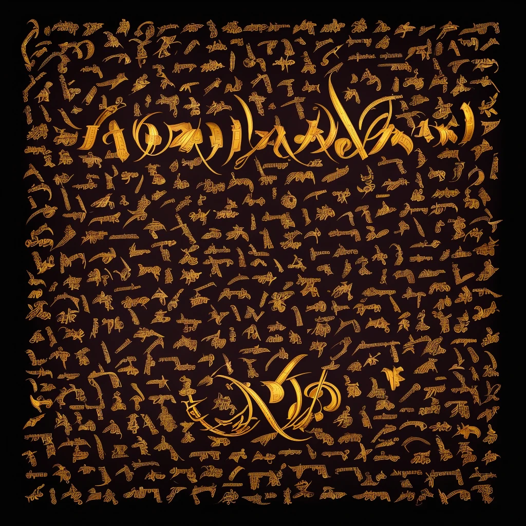 A work of the best visual quality, 16k definition, ultra detailed, create a totally new alphabet as if the ribbons of the universe formed letters, words a unique language