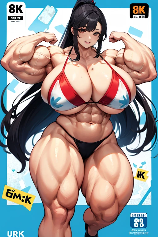 (Best quality,8K,ultra high res:1.5),(very beautiful pretty long ponytail hair korean actress girl),(Huge breasts:1.40),(very voluptuous body),(body builder girl:1.4),(wide muscle:1.6),(very light black hair),(moles),(happy smile orgasms expression),( abdominal muscles),(red ribbon) (eyes to camera),(sexyghs),(top view),(cover:1.8),(back view),(walking),(black shoes)
