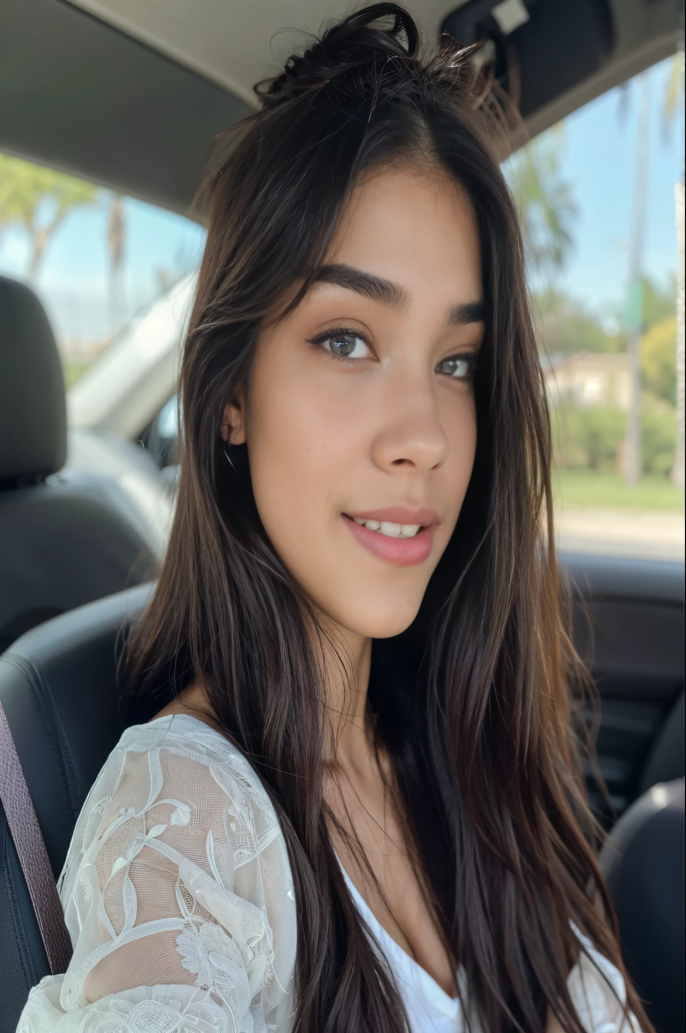 Ojos azules, pale skin, cabello negro, rostro en forma de V