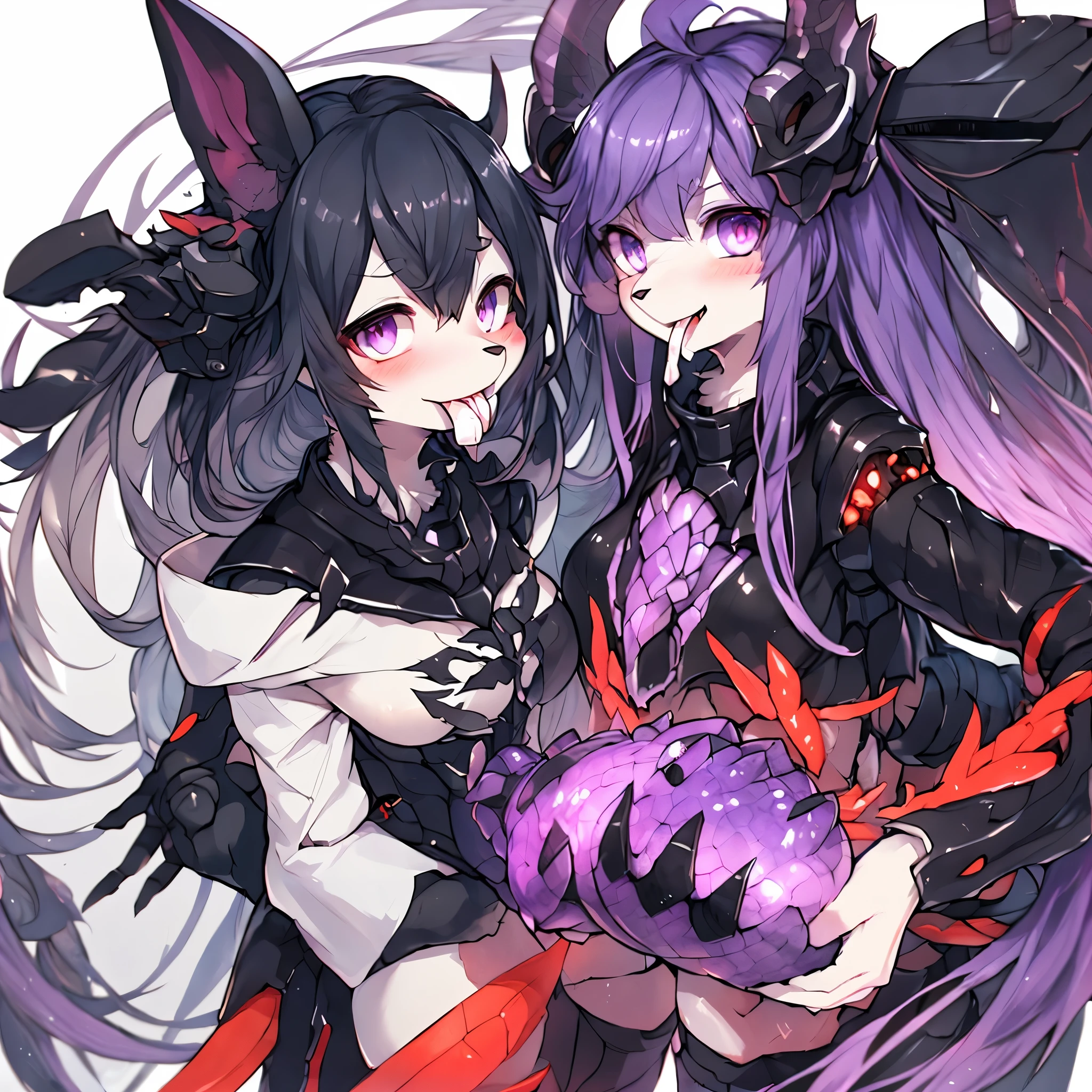 Female Dragon. KanColle's abyssal fleet element. ((Furry)). A turret with mouth. double teeth. purple color. metallic black shell. Anime style.