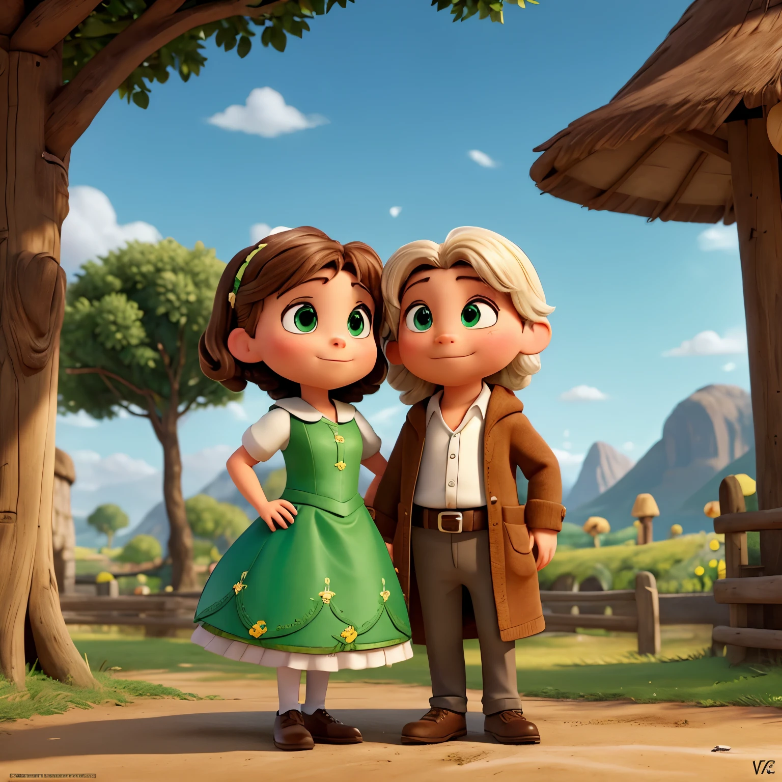 Dans un style de dessin d’animation Disney pixar, create a movie poster titled “Zezette Land”. La fille doit être brune avec des yeux marrons et vert, des cheveux long, un piercing sur le côté de la narine en anneau. La chatte doit avoir le poil long être noire et blanche avec de longues moustaches et des yeux verts émeraudes mélangés à du jaune. They hug on the movie poster.