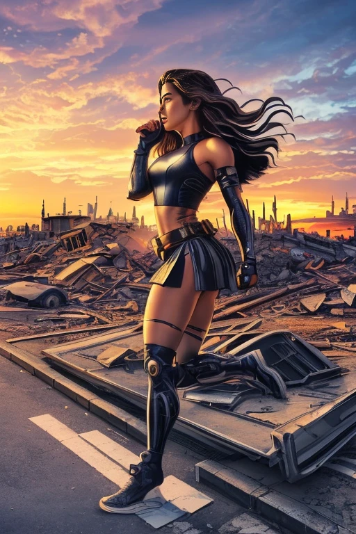 Emily Bett Rickards、lying down、torn suit、I'm wearing a skirt、masterpiece, 1 girl, マーベルのサイロックとしてbeautiful女性, X-Men Psylocke Cosplay、purple suit、Fine and delicate features, futuristic new york background, Science fiction, blonde, super heroine, heroic, perfect balance, photograph, 超realistic, masterpiece, 8k, large format camera, 110mm lens, dynamic lighting, rim lighting、official art, extremely detailed CG 8K wallpaper, perfect lighting, De color, bright_amount_method_light, piel bright, (masterpiece:1.0), (Better_quality:1.0), ultra high resolution, 4k , Super detailed, director of photography, 8K, HDR, Altas Resolightones, (confused:1.2), kodak portrait 400, film grain, blurred background, (Bokeh:1.2), Lens flare, (lively_color:1.2), プロのphotograph撮影, (beautiful_method:1.5),More detailed 8K.unreal engine:1.4,Hmm,La Better calidad:1.4, realistic:1.4, skin temperature:1.4, masterpiece:1.8,masterpiece, Better calidad,object object], (detailed facial features:1.3),(Anti-sedentary apocalyptic destroyed city:1.4), (Apocalyptic Sunset:1.4)