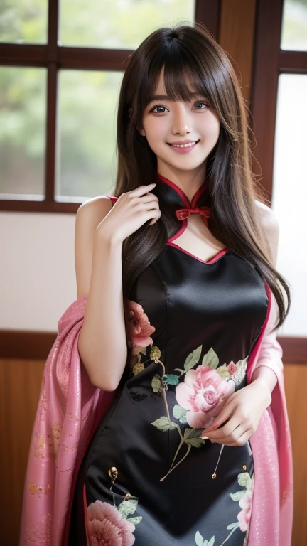 Super high quality realistic texture Highest image quality NSFW,messy hair,teen Idol Nogizaka46 AKB48 sexy cheongsam best image quality realistic skin 10teenage girl cute emphasize the chest smile laughter long hair black hair