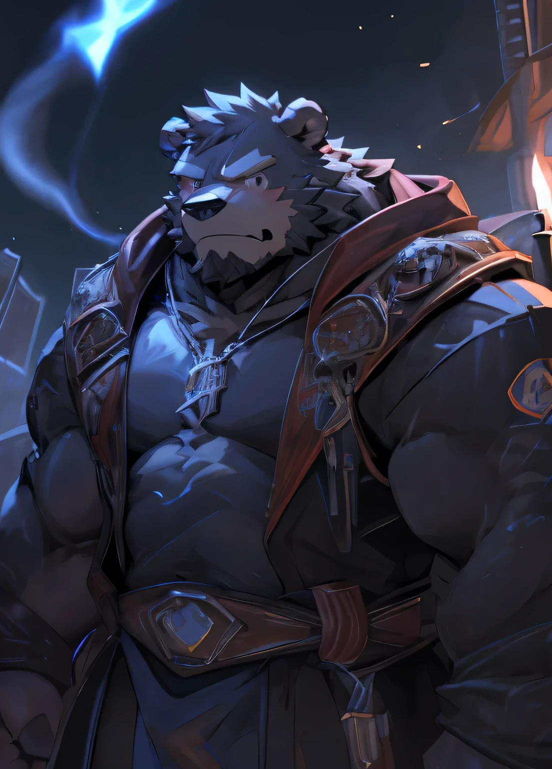 (masterpiece:1.2), best quality,PIXIV,official art,(ray tracing,cinematic lighting),cloudy_sky,(1_male:1.3), solo, anthro, (muscle), (Grey fur:1.4), (muscular bear), (bear tail), (beard:1.2), midjourney, thick eyebrow, (sunny:1.3) , full_body, crotch_bulge, open shirt, naked inside, underwear, bare_feet , sea, petal . sink in the water, portrait