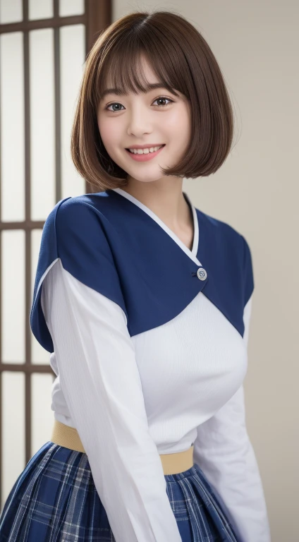 ((highest quality、8K、masterpiece:1.3))、1 girl、The beauty of slim abs:1.3、(brown hair short cut、big breasts:1.2)、maid's uniform、super fine face、delicate eyes、double eyelid、laughter、Home、Raw photo、cute、cute顔、20 year old woman、sexy shot、Gold is better than beauty、spread legs Idol Nogizaka46 AKB48